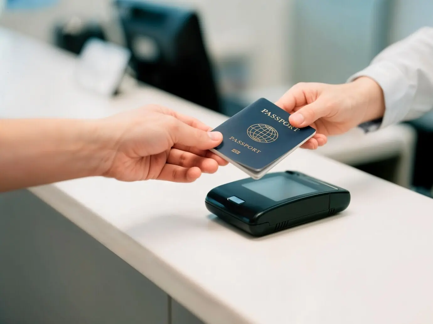 Reisepass und elektronisches Kartenlesegerät